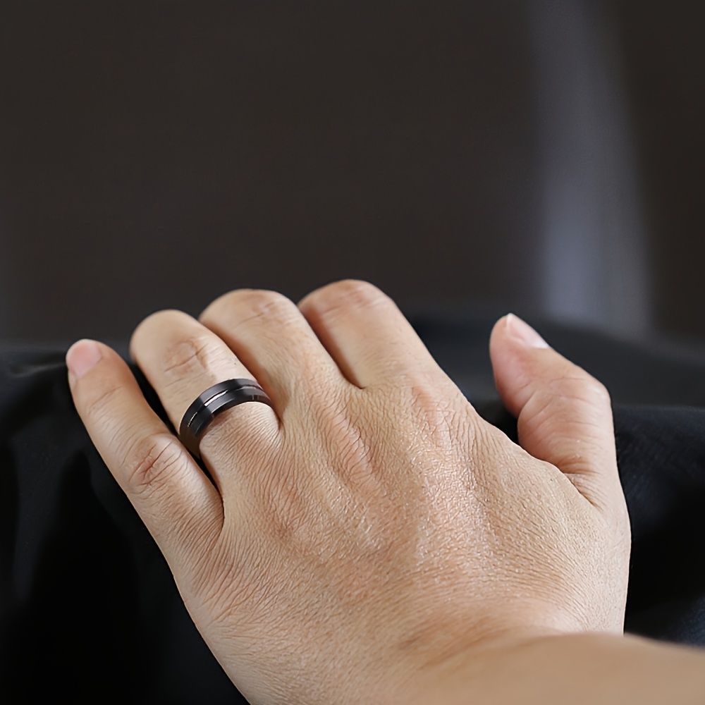 PANASH Men's 8mm Titanium Ring Matte Business Style for Wedding Engagement